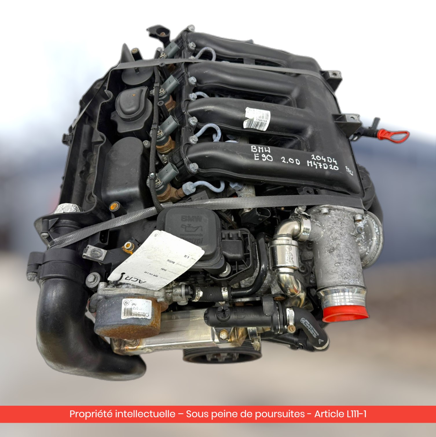 Moteur BMW E90 E91 E92 M47D20 204D4 — occasion — vue 3